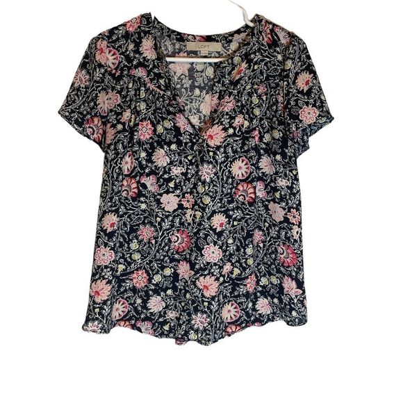 LOFT Tops - Loft short sleeve floral Vneck blouse small